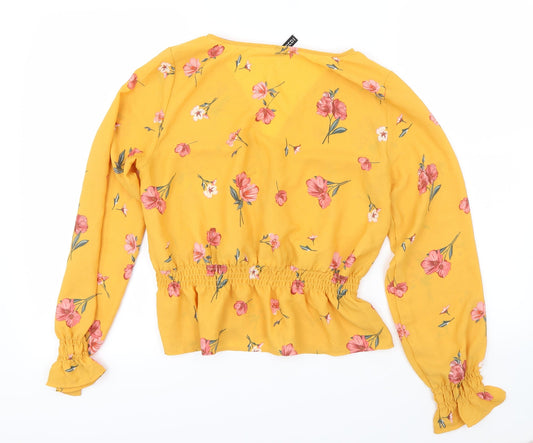 H&M Womens Yellow Geometric  Basic Blouse Size 8