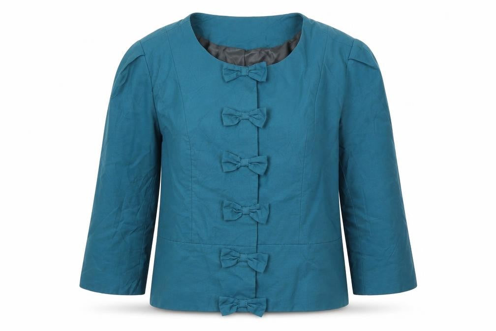 Front view of James Lakeland women’s green jacket, size M