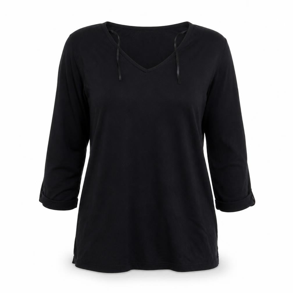 Front view of New Look women’s black basic t-shirt, size UK 8