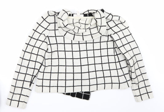 Ellen Tracy Womens White Check  Jacket Coat Size M