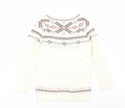 Peppers Girls White   Pullover Jumper Size 10-11 Years