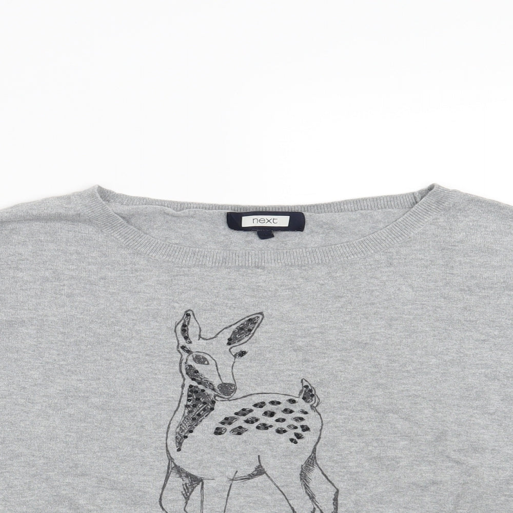 NEXT Womens Grey   Pullover Jumper Size 14  - Deer