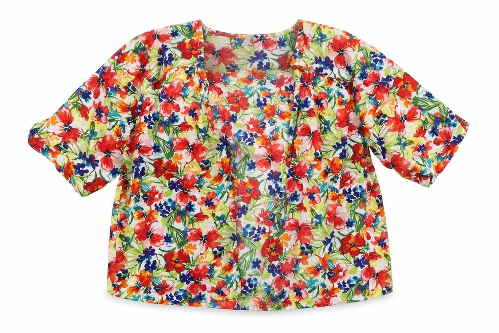 Front view of Tu girls’ multicoloured floral cardigan jumper, size 7, years