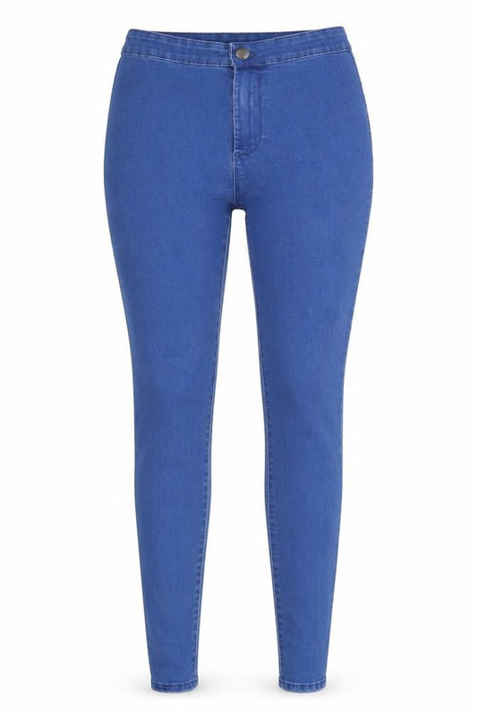 Front view of Denim Co women’s blue denim jegging jeans, size UK 10, 28-inch leg
