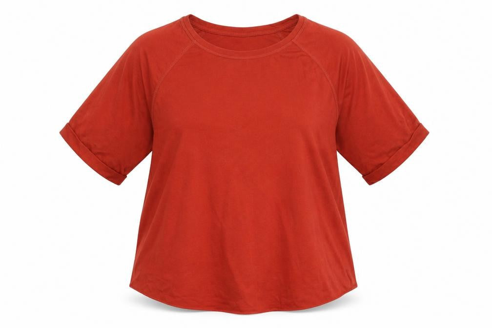 Front view of Janina women’s brown basic t-shirt, size UK 14