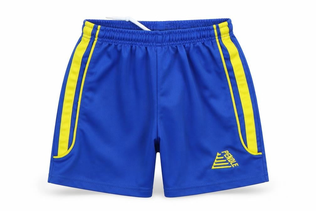 Front view of Pendle boys’ blue bermuda shorts, size S