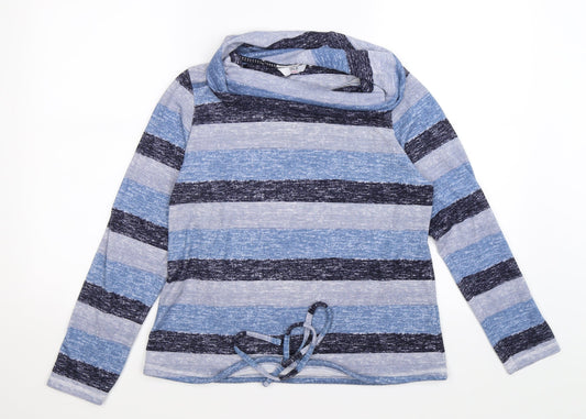 isw Womens Blue Striped Knit Pullover Jumper Size 10