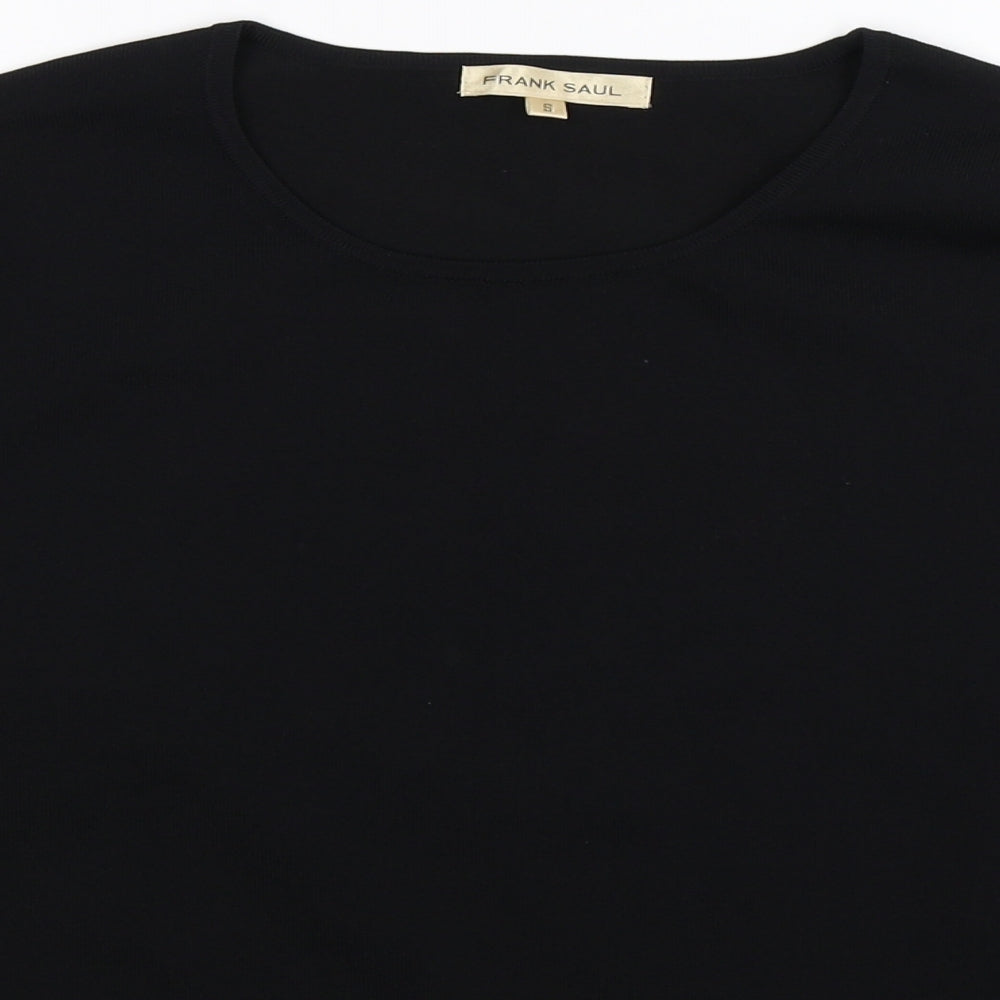 Close-up detail of Frank Saul Black Floral Knit jumper, size S