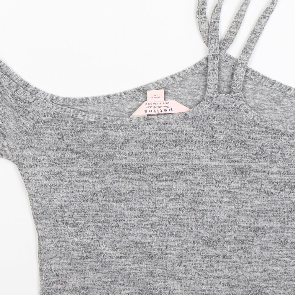 Miss Selfridge Womens Grey   Cropped Tank Size 6  - cold shoulder