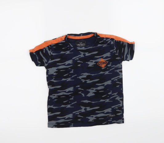 Threadboys Boys Blue Camouflage  Basic T-Shirt Size 5-6 Years