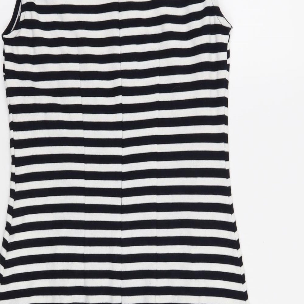 M&S Womens Black Striped  A-Line  Size 8