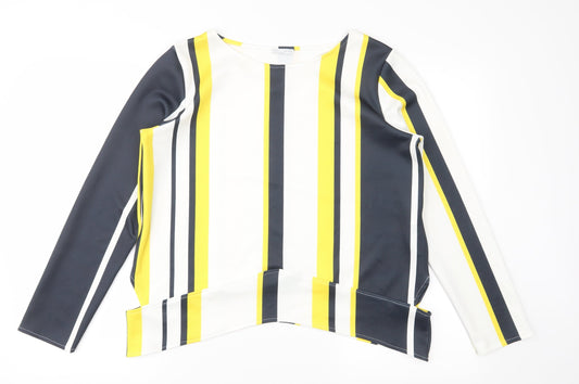 Zara Womens Yellow Striped  Basic Blouse Size M  - CUT OUTS