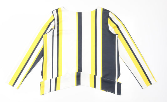 Zara Womens Yellow Striped  Basic Blouse Size M  - CUT OUTS