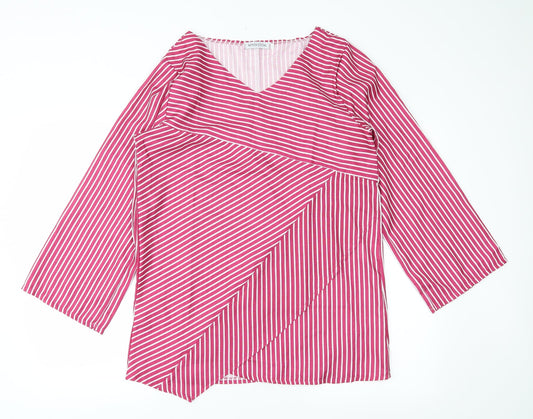 MissLook Womens Pink Striped  Basic Blouse Size XL