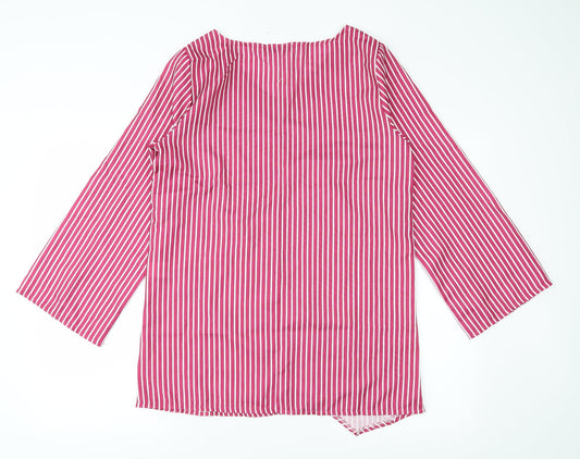 MissLook Womens Pink Striped  Basic Blouse Size XL