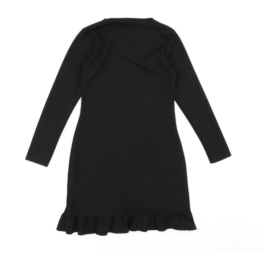 Missguided Womens Black  Rayon Bodycon  Size 8  - Frill hem