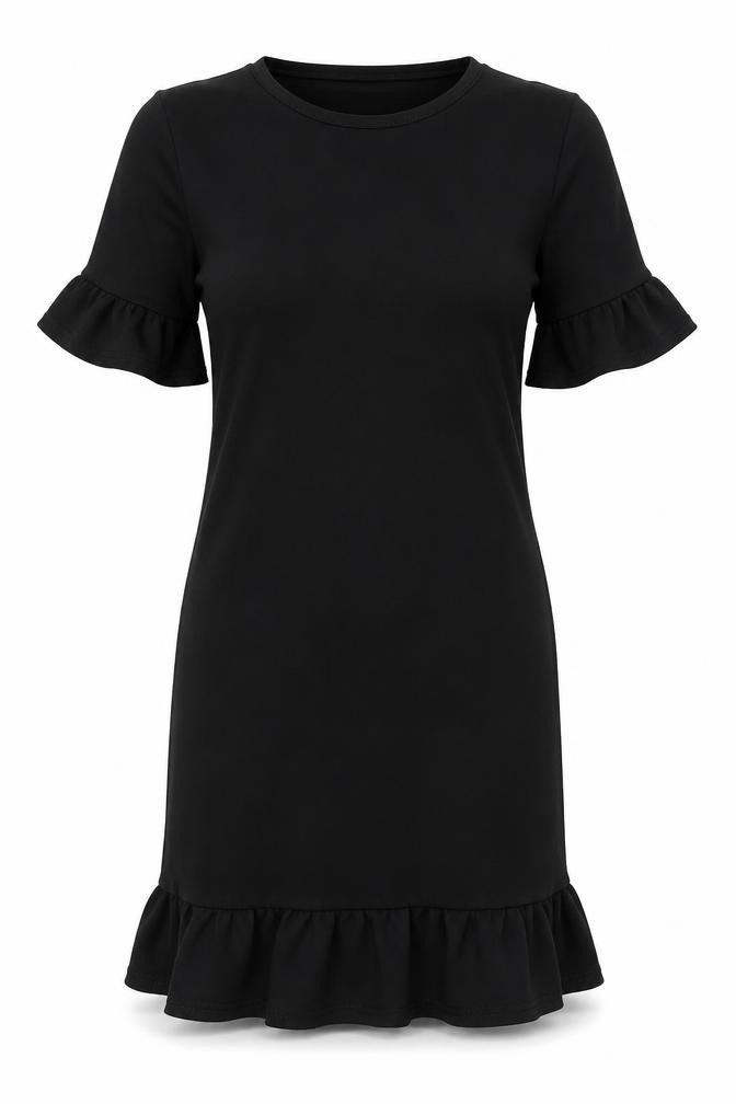 Front view of Missguided women’s black rayon bodycon, size UK 8