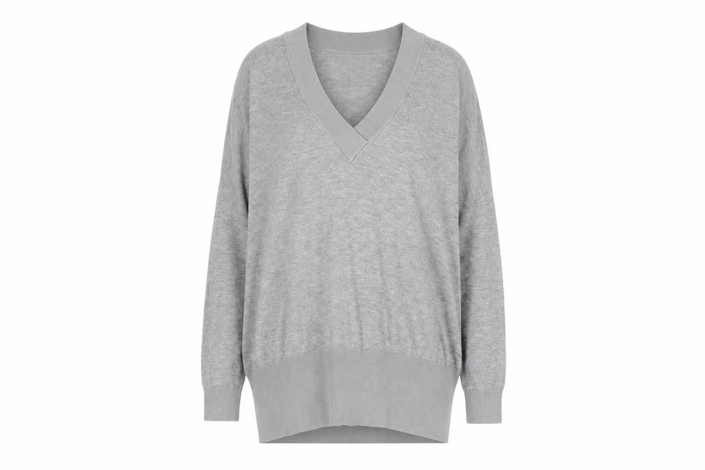 Front view of Topshop women’s grey knit jumper, size UK 8