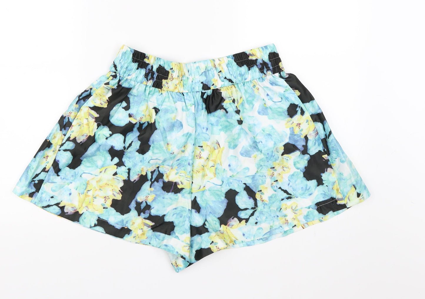 Preworn Womens Blue Floral  Paperbag Shorts Size L