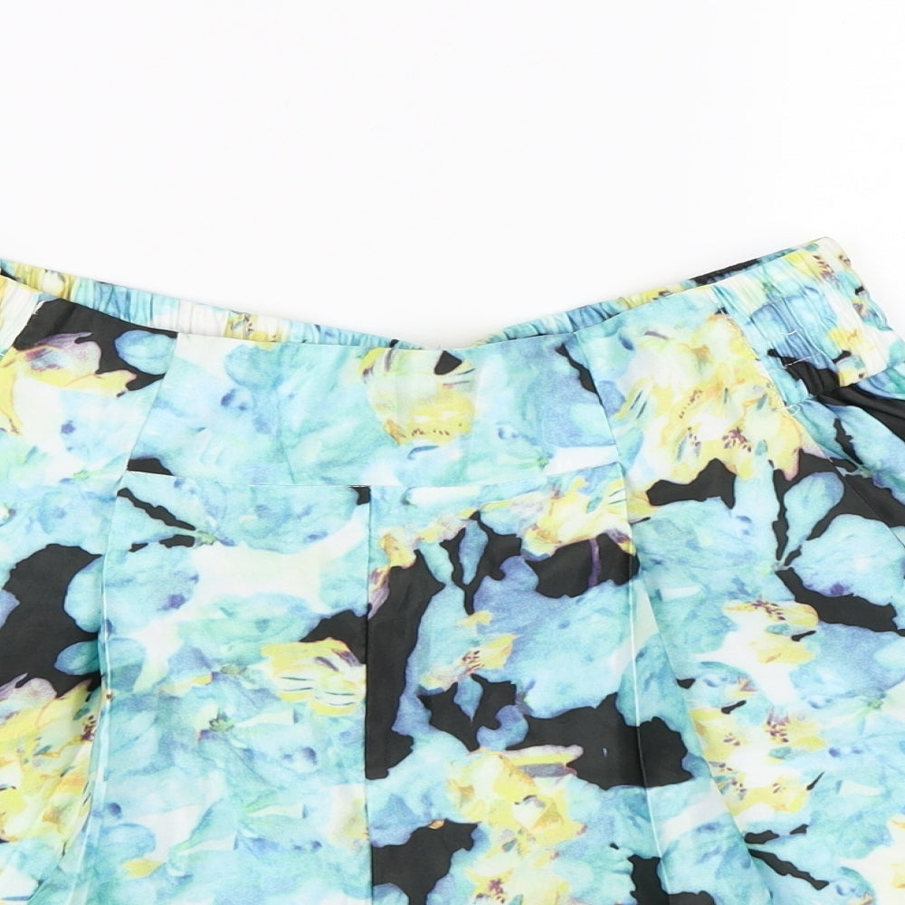 Preworn Womens Blue Floral  Paperbag Shorts Size L