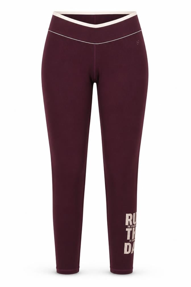 Front view of H&M women’s purple pedal pusher leggings, size S, 26-inch leg