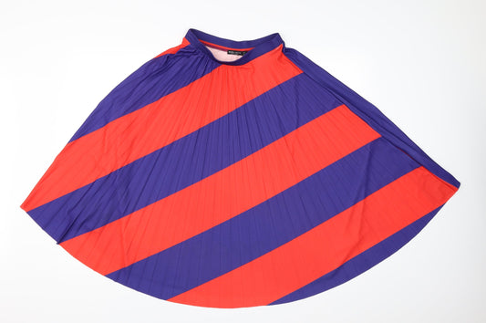Bershka Womens Multicoloured Striped  Pleated Skirt Size S