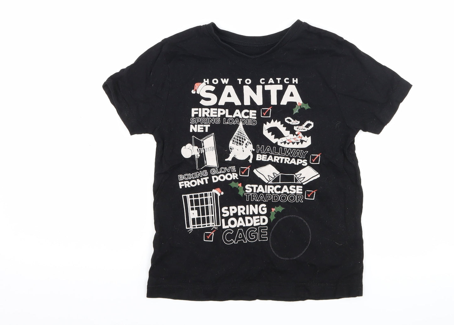 Primark Boys Black Batik  Basic T-Shirt Size 5-6 Years  - chrismtas