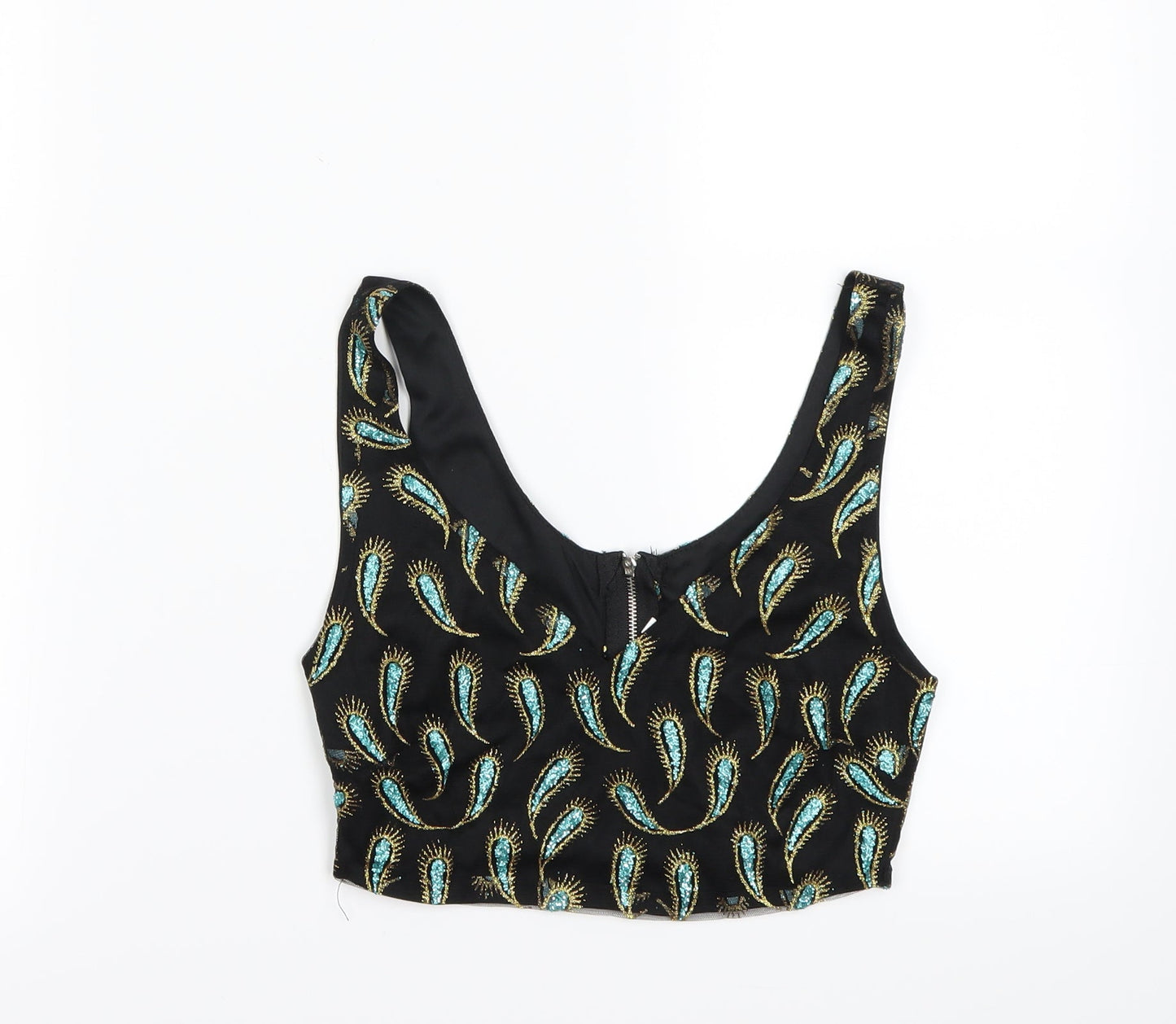 Preworn Womens Black Animal Print  Cropped Tank Size S