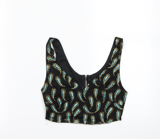 Preworn Womens Black Animal Print  Cropped Tank Size S