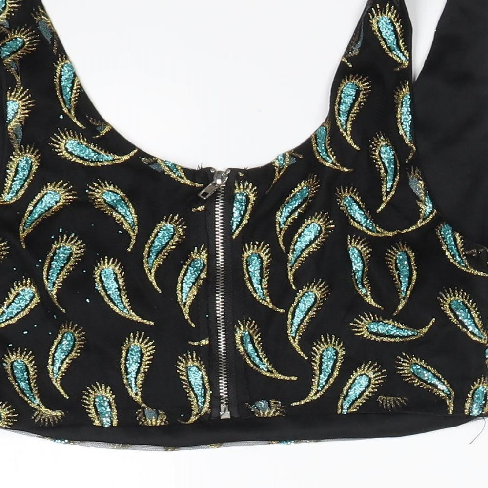 Preworn Womens Black Animal Print  Cropped Tank Size S