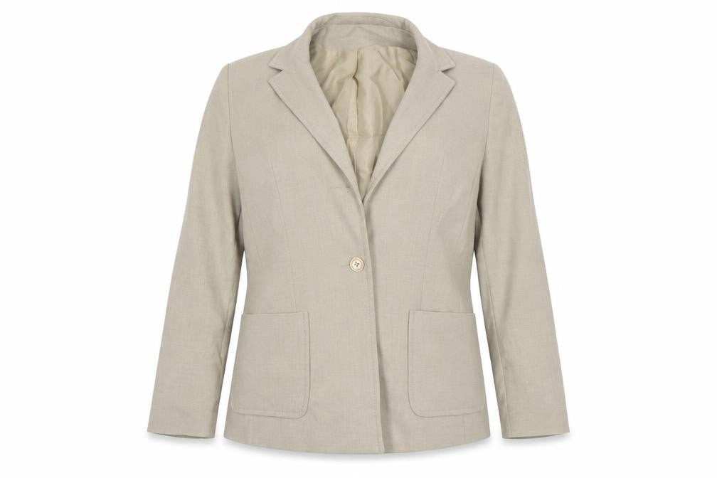 Front view of Debenhams women’s beige ikat jacket blazer, size UK 12