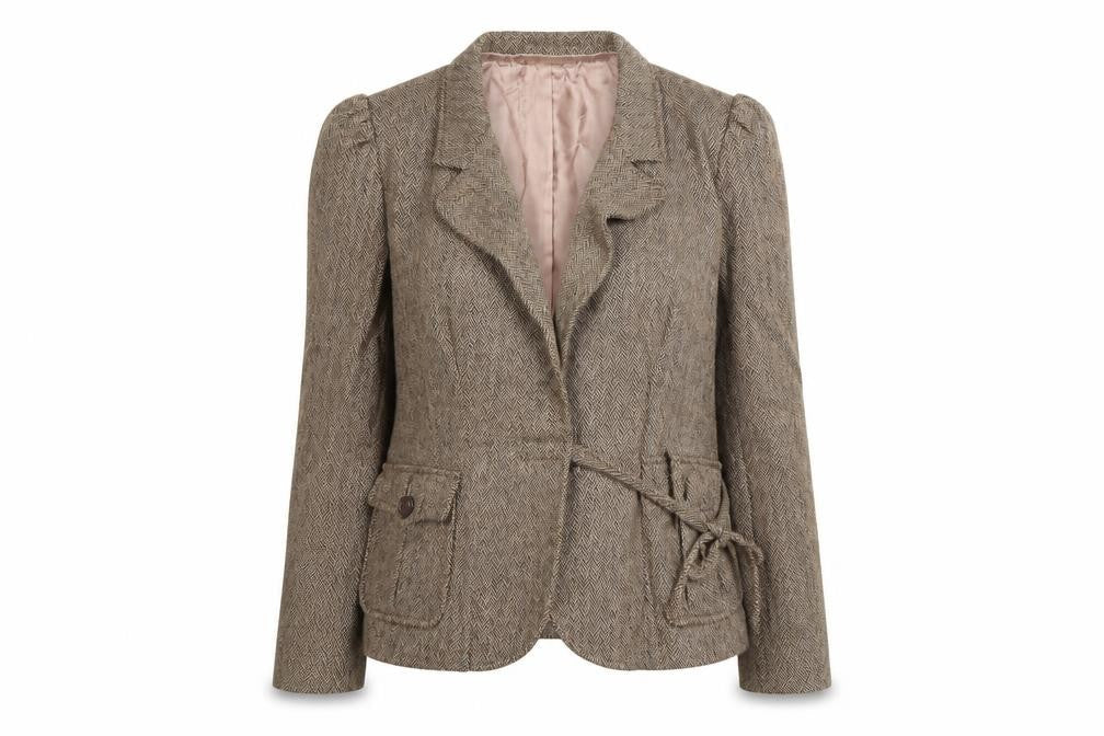 Front view of Next women’s beige jacket coatigan, size UK 14