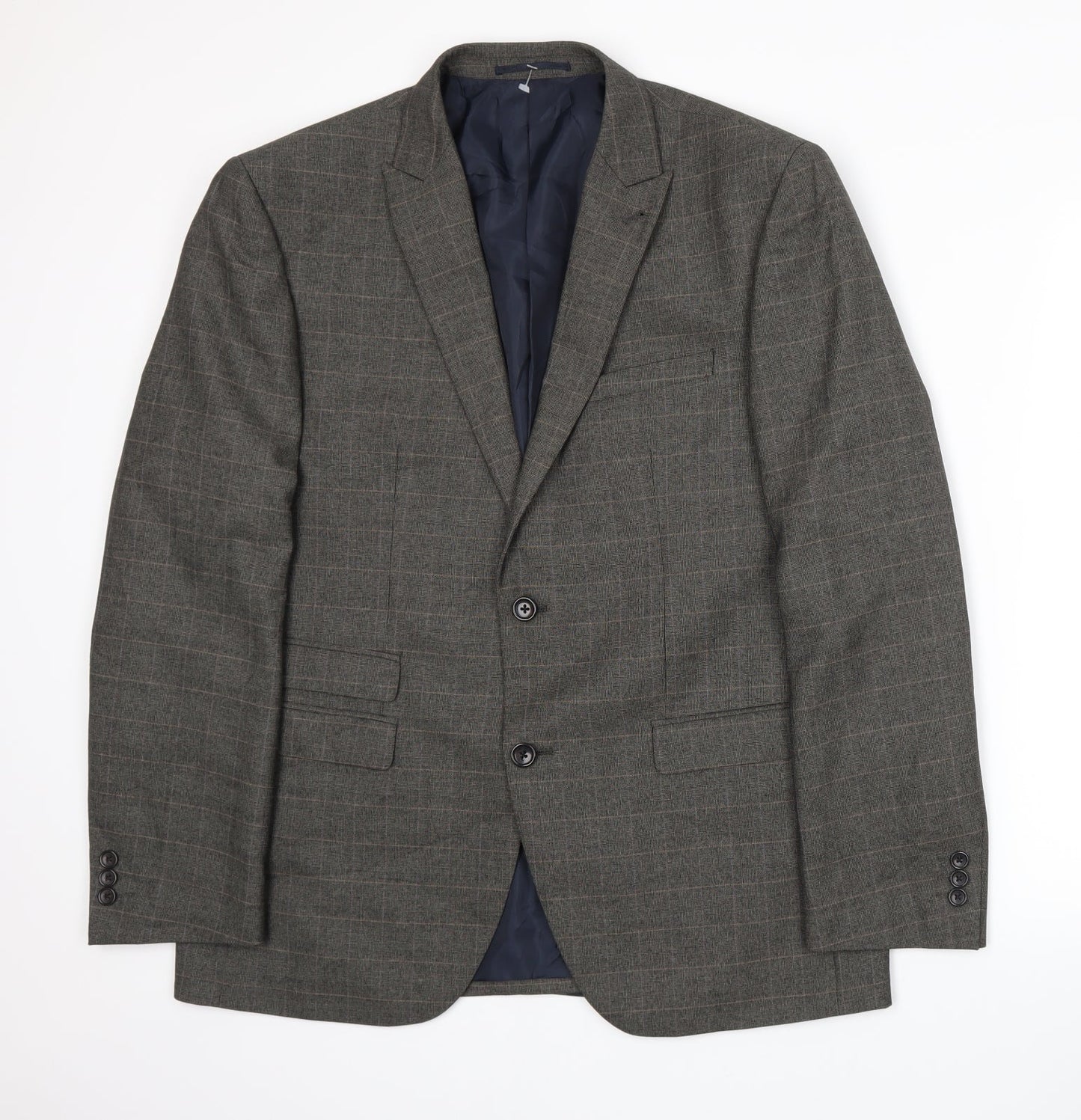 NEXT Mens Grey Plaid  Jacket Suit Jacket Size L
