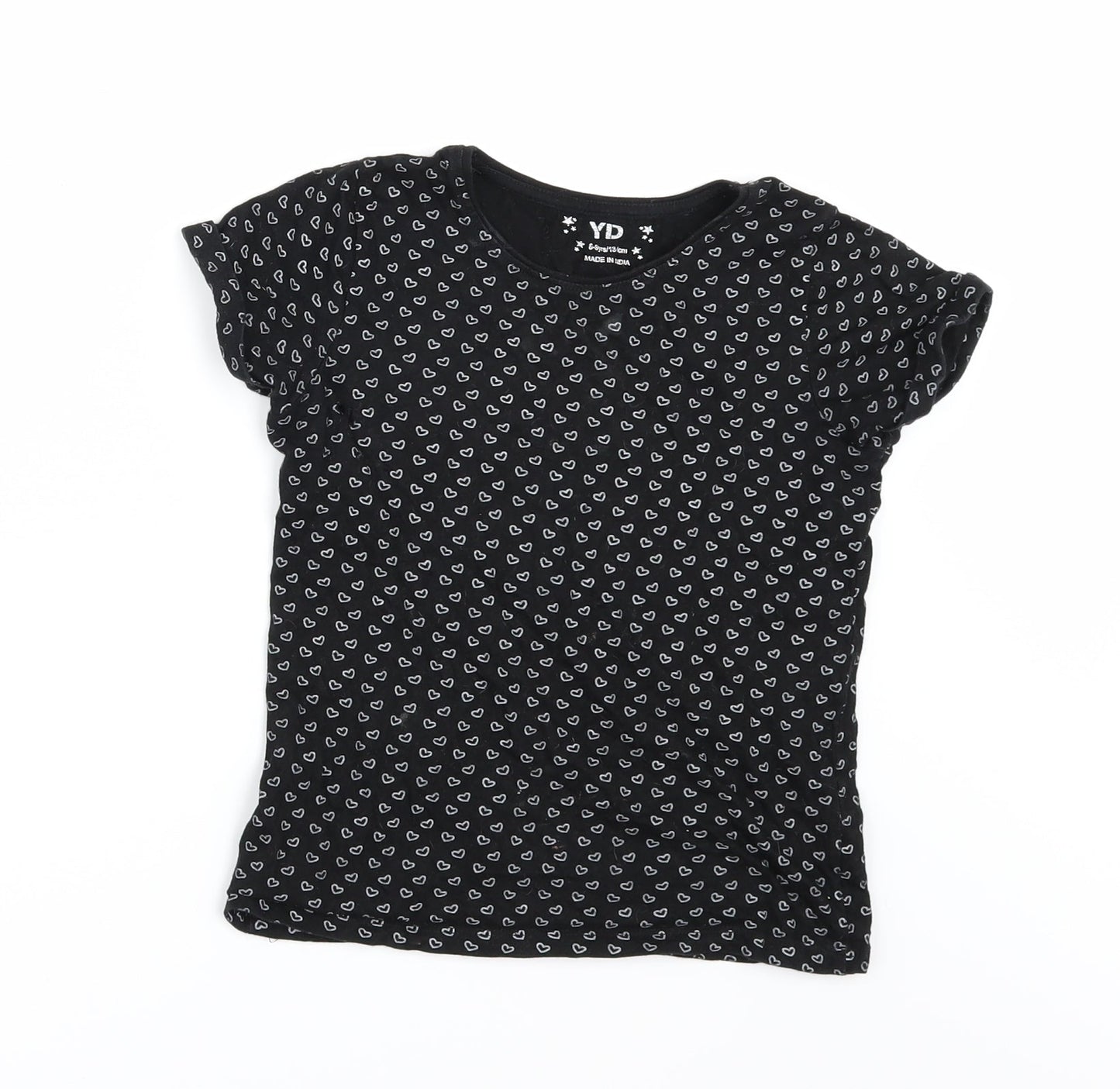 Young Dimension Girls Black Geometric  Basic T-Shirt Size 8-9 Years