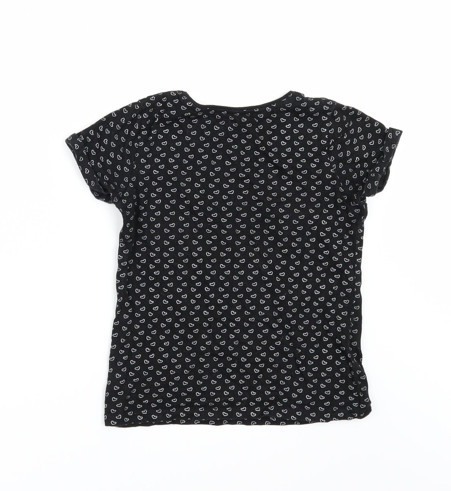Young Dimension Girls Black Geometric  Basic T-Shirt Size 8-9 Years