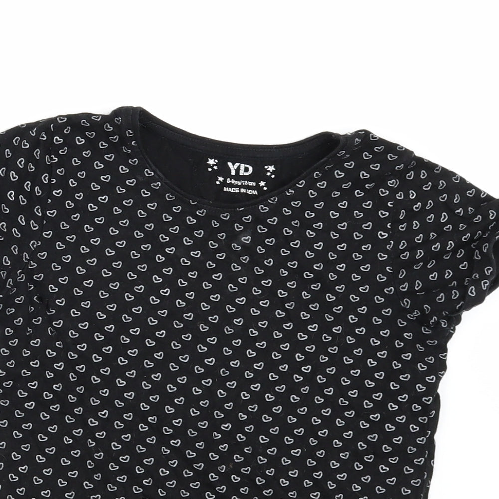 Young Dimension Girls Black Geometric  Basic T-Shirt Size 8-9 Years