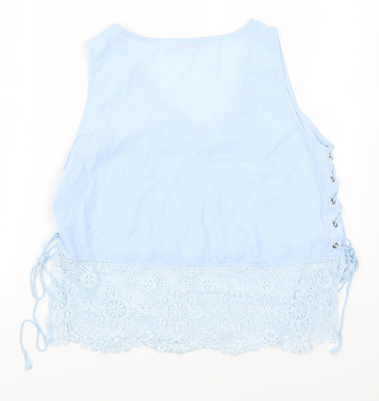 Flammode Womens Blue  Lace Basic Tank Size L