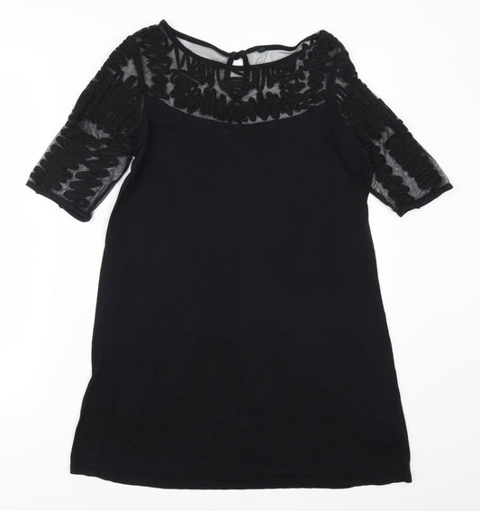 NEXT Womens Black Geometric  Basic T-Shirt Size 8