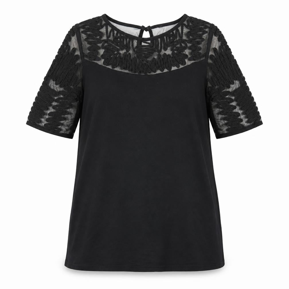 Next Womens Black Geometric  Basic T-Shirt Size 8