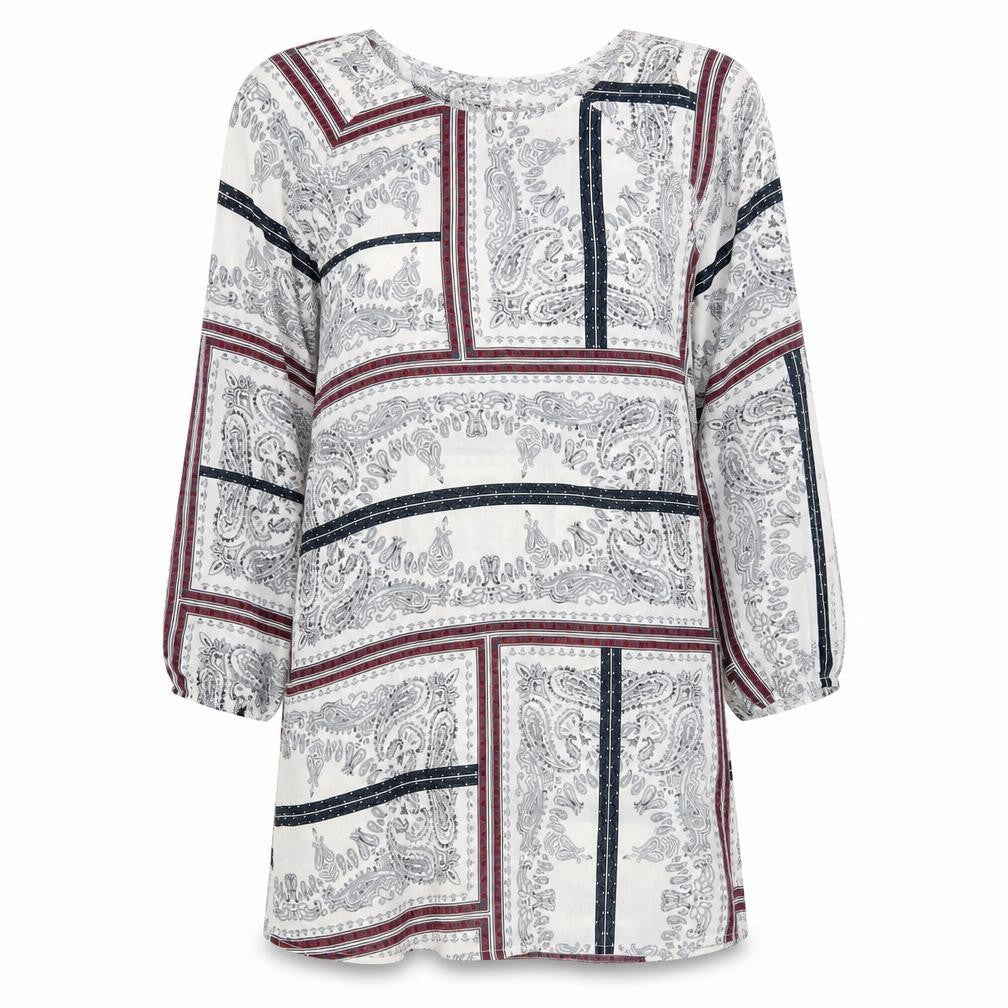 Front view of eve women’s grey paisley a-line, size UK 12