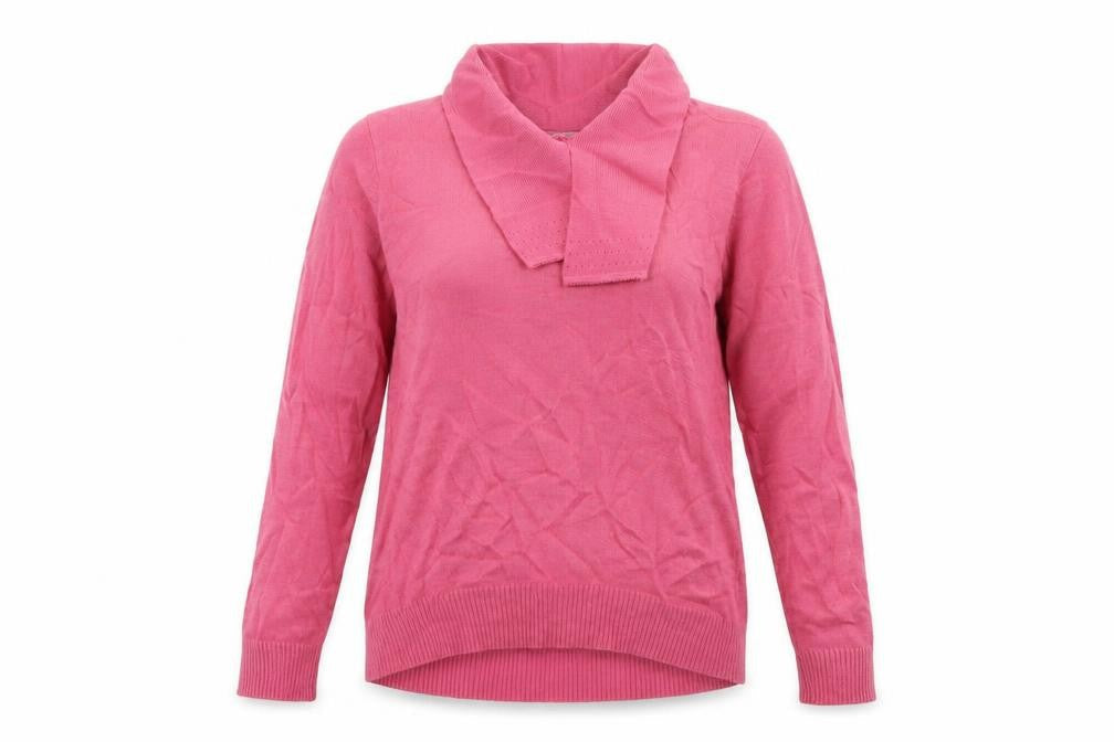 Front view of EWM women’s pink knit jumper, size UK 10