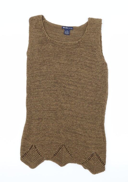 Bisou Womens Brown  Knit Basic Tank Size M