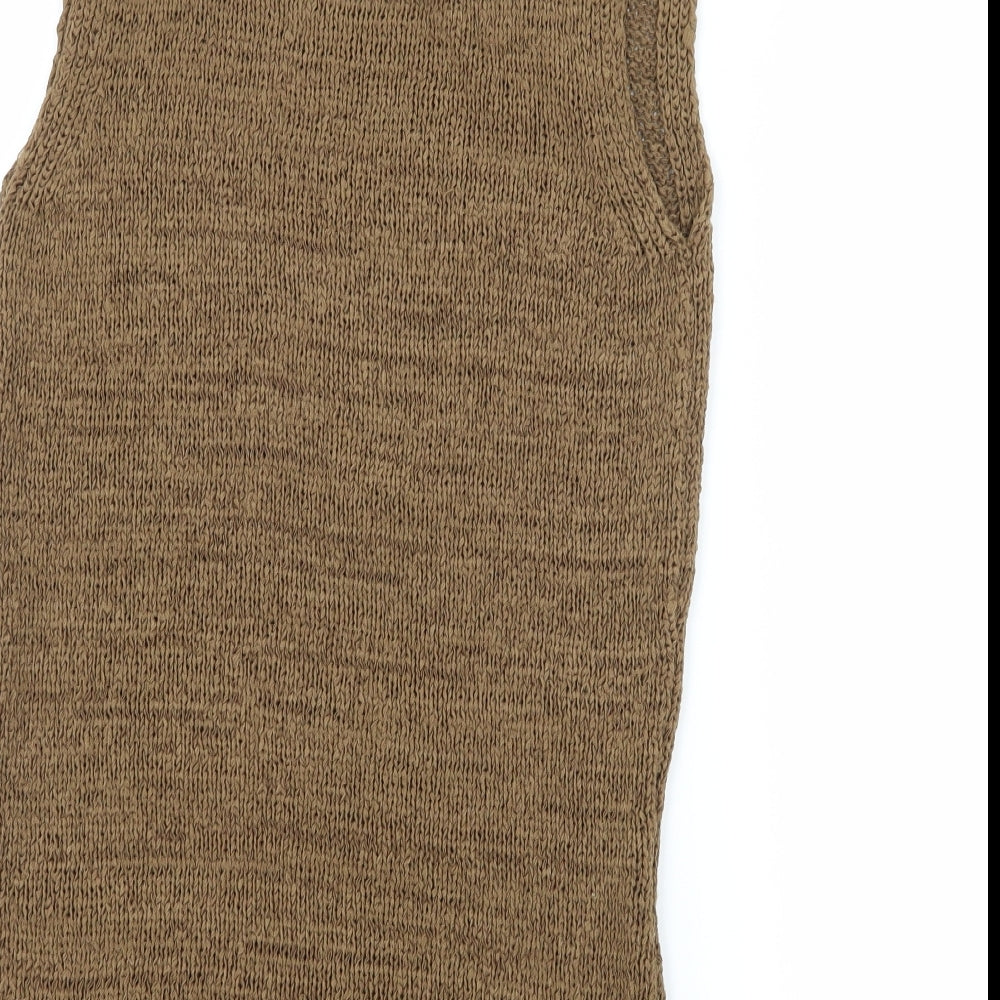Bisou Womens Brown  Knit Basic Tank Size M
