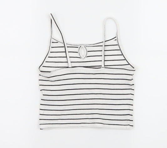 Primark Girls White Striped Jersey Camisole Tank Size 8 Years
