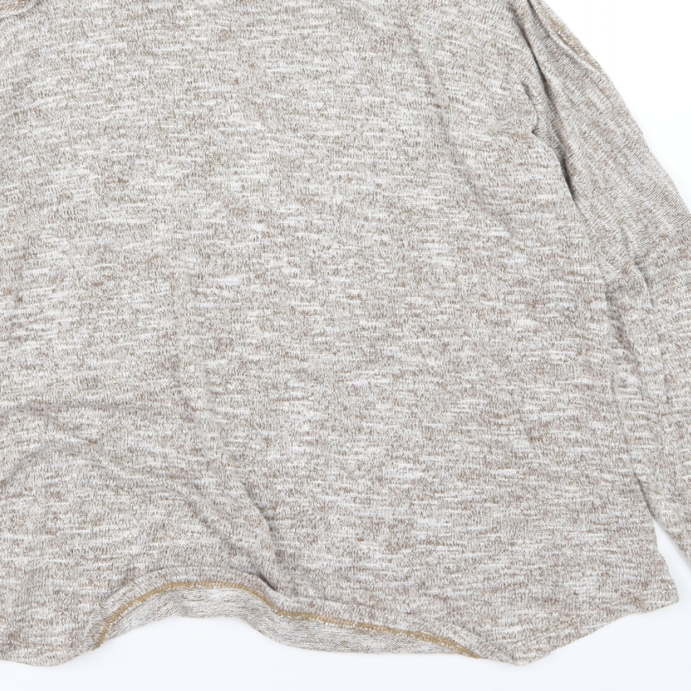 Brand and care label for New Look women’s brown knit jumper, size UK 14, - cold shoudler