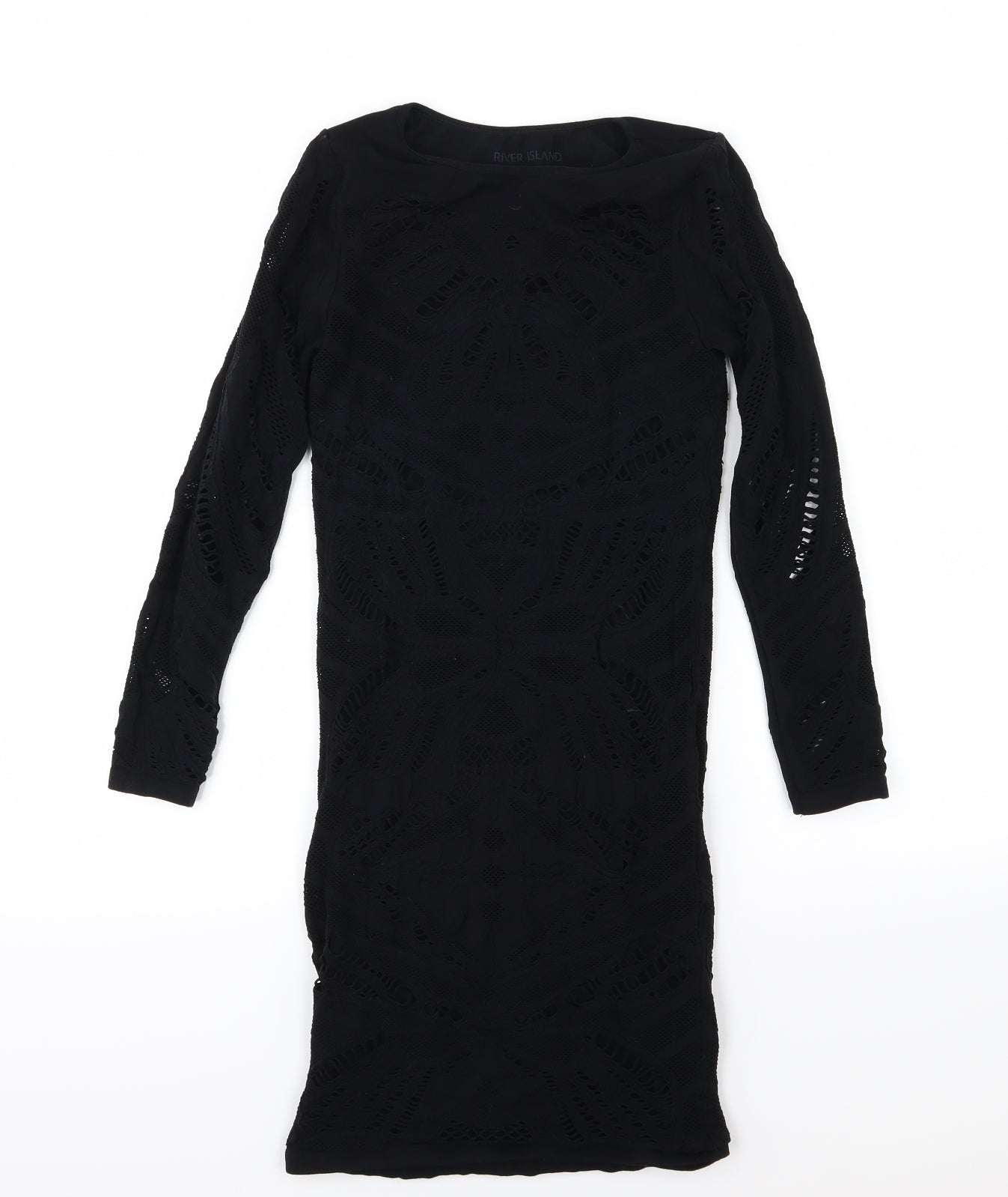 River Island Womens Black Floral  Bodycon  Size S  -