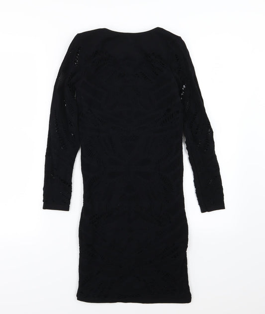 River Island Womens Black Floral  Bodycon  Size S  -