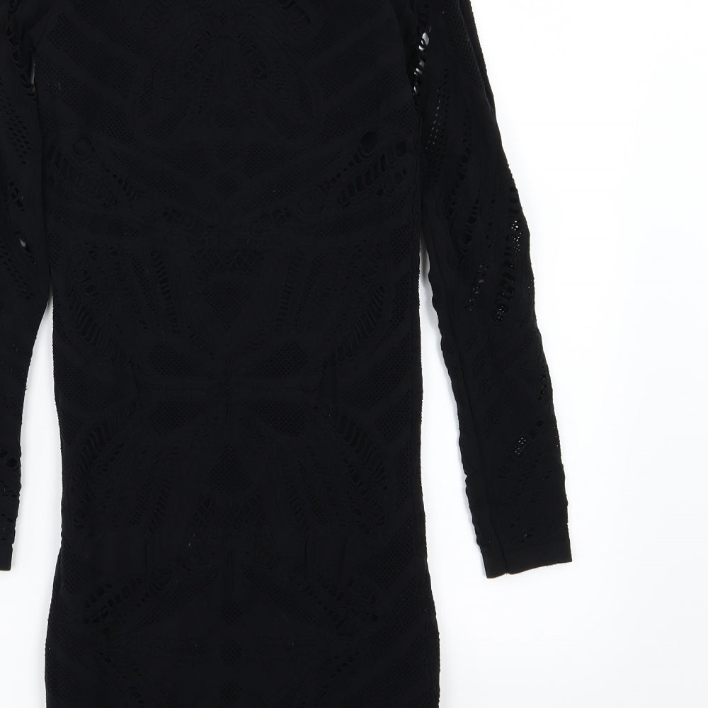 River Island Womens Black Floral  Bodycon  Size S  -