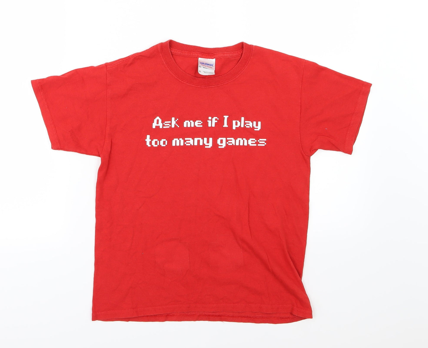 Gildan Boys Red  Jersey Basic T-Shirt Size M  - Gaming