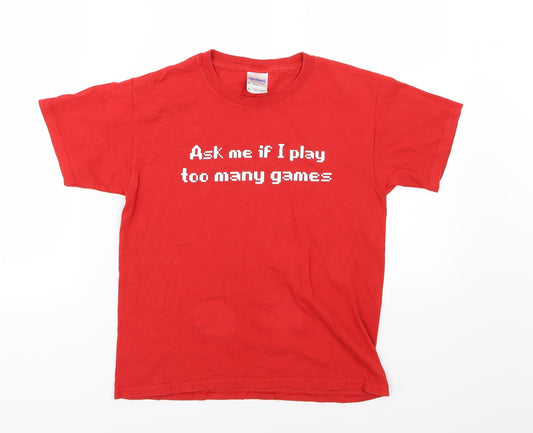 Gildan Boys Red  Jersey Basic T-Shirt Size M  - Gaming